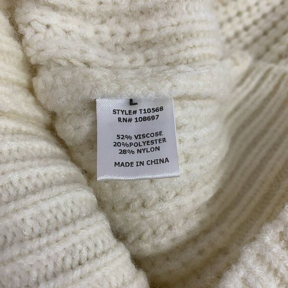 Sweater Womens Large Cable Knit Ruffle Preppy Cottage Peasant Feminine Cozy - Picture 13 of 15